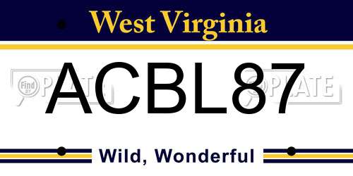 ACBL87 West Virginia License Plate
