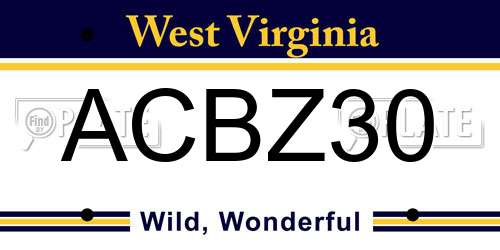 ACBZ30 West Virginia License Plate