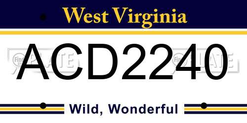 ACD2240 West Virginia License Plate