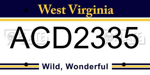 ACD2335 West Virginia License Plate