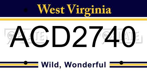 ACD2740 West Virginia License Plate