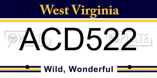 ACD522 West Virginia License Plate