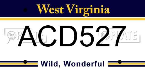 ACD527 West Virginia License Plate