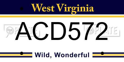ACD572 West Virginia License Plate