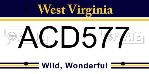 ACD577 West Virginia License Plate