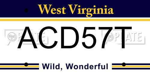 ACD57T West Virginia License Plate