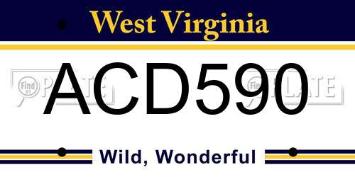 ACD590 West Virginia License Plate