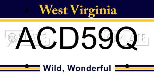 ACD59Q West Virginia License Plate