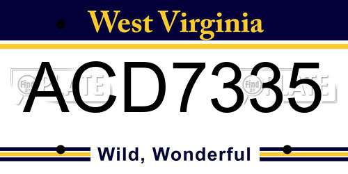 ACD7335 West Virginia License Plate