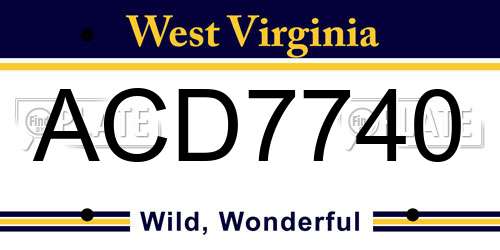 ACD7740 West Virginia License Plate