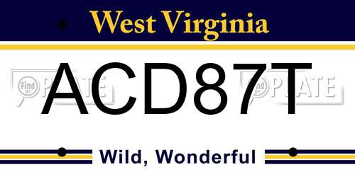 ACD87T West Virginia License Plate
