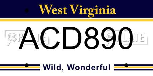 ACD890 West Virginia License Plate