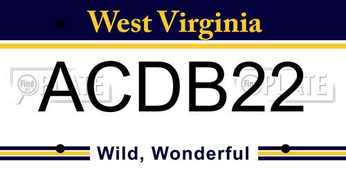 ACDB22 West Virginia License Plate
