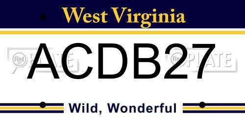 ACDB27 West Virginia License Plate