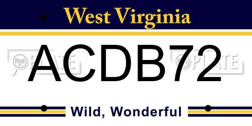 ACDB72 West Virginia License Plate