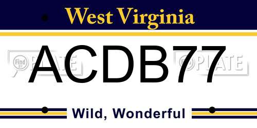 ACDB77 West Virginia License Plate