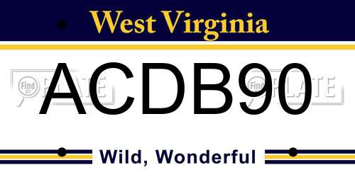 ACDB90 West Virginia License Plate