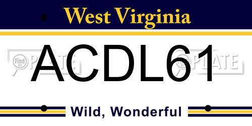 ACDL61 West Virginia License Plate