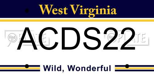 ACDS22 West Virginia License Plate