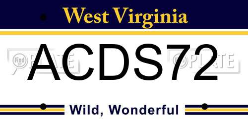 ACDS72 West Virginia License Plate