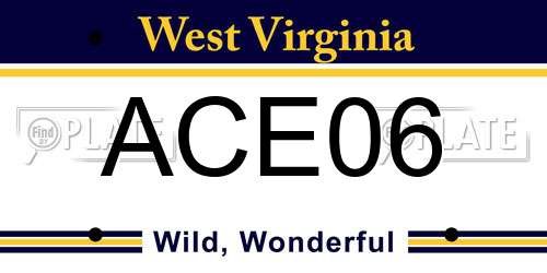 ACE06 West Virginia License Plate