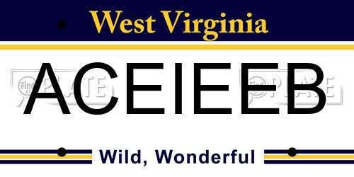 ACEIEEB West Virginia License Plate