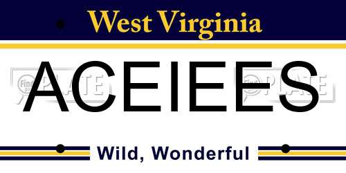ACEIEES West Virginia License Plate