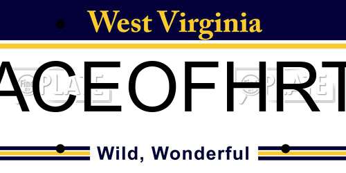 ACEOFHRT West Virginia License Plate