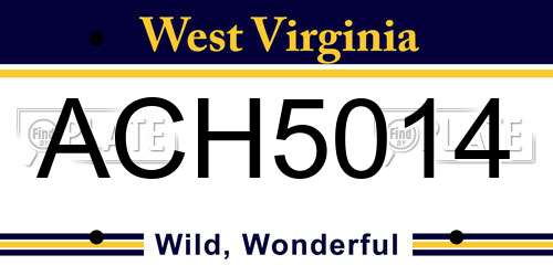 ACH5014 West Virginia License Plate