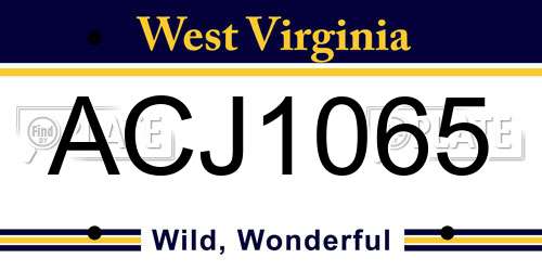 ACJ1065 West Virginia License Plate