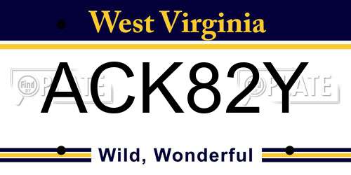 ACK82Y West Virginia License Plate