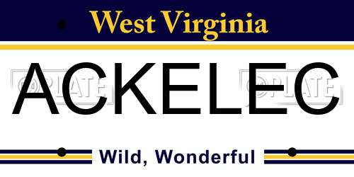 ACKELEC West Virginia License Plate