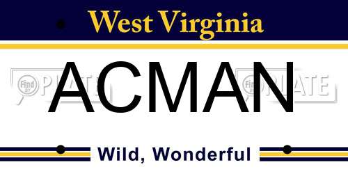 ACMAN West Virginia License Plate