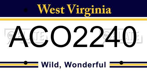 ACO2240 West Virginia License Plate