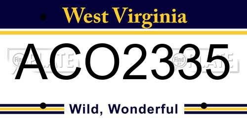 ACO2335 West Virginia License Plate