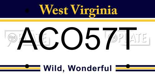 ACO57T West Virginia License Plate