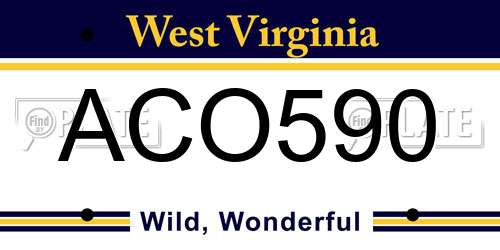 ACO590 West Virginia License Plate
