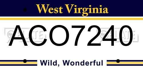 ACO7240 West Virginia License Plate
