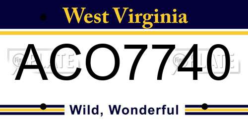 ACO7740 West Virginia License Plate