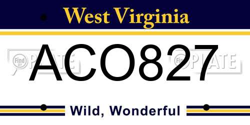 ACO827 West Virginia License Plate