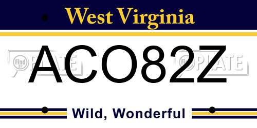 ACO82Z West Virginia License Plate