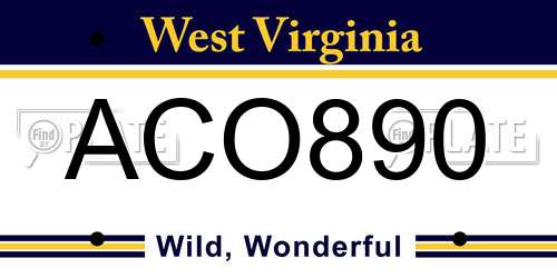 ACO890 West Virginia License Plate