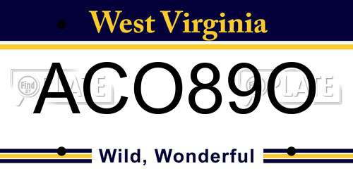 ACO89O West Virginia License Plate