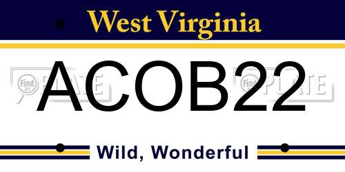 ACOB22 West Virginia License Plate