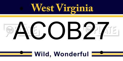 ACOB27 West Virginia License Plate