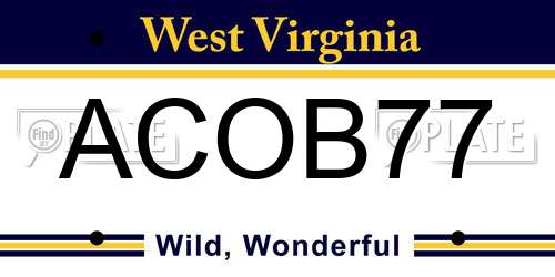 ACOB77 West Virginia License Plate