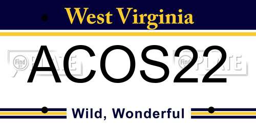 ACOS22 West Virginia License Plate