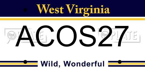 ACOS27 West Virginia License Plate