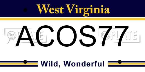 ACOS77 West Virginia License Plate