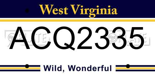 ACQ2335 West Virginia License Plate